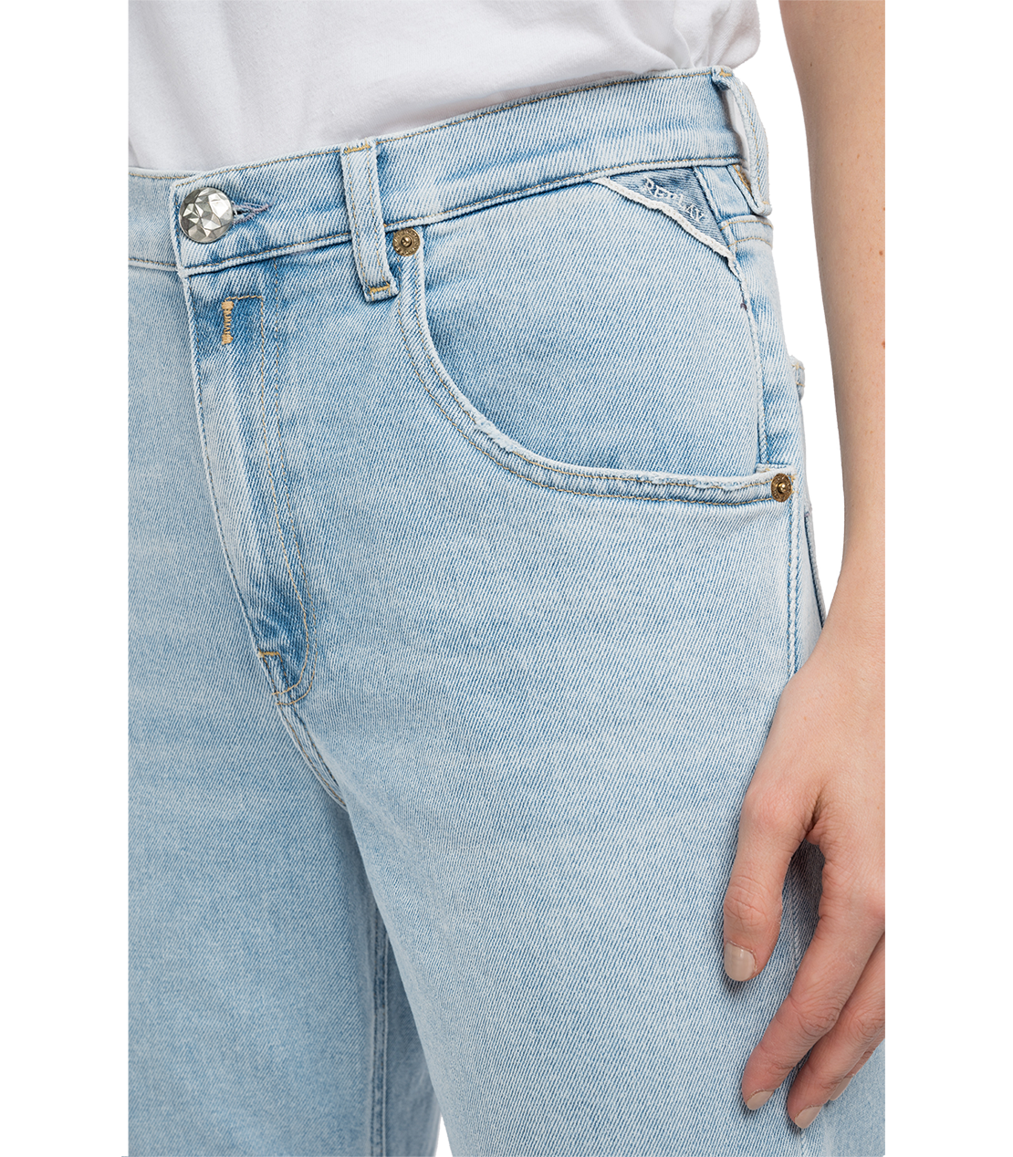 11 OZ DEEP BLUEクロップハイウエストテーパードフィットデニム ZANHA 詳細画像 ライトブルー 6